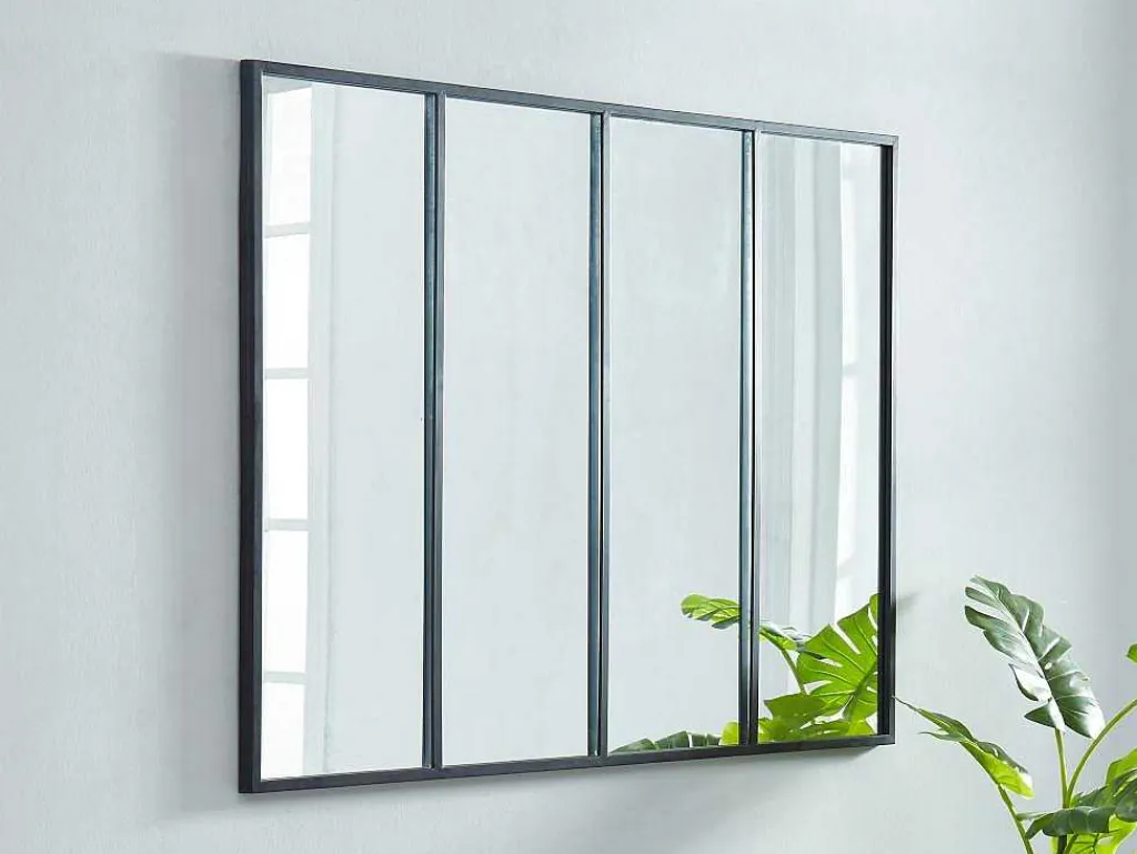 Vensterspiegel Industriele Stijl Dudley - Ijzer - 4 Delen - H120 X B90 Cm-OZAIA Online