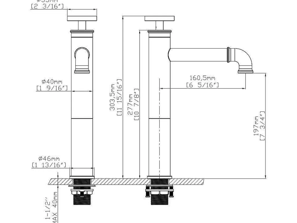Verhoogde Mechanische Mengkraan - H30,3 Cm - Matzwart - Kodva-Shower & Design Clearance