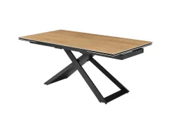 Verlengbare Eettafel 6 Tot 10 Plaatsen Van Keramiek, Gehard Glas En Metaal - Licht Naturel En Zwart - Xerena Van-PASCAL MORABITO Clearance