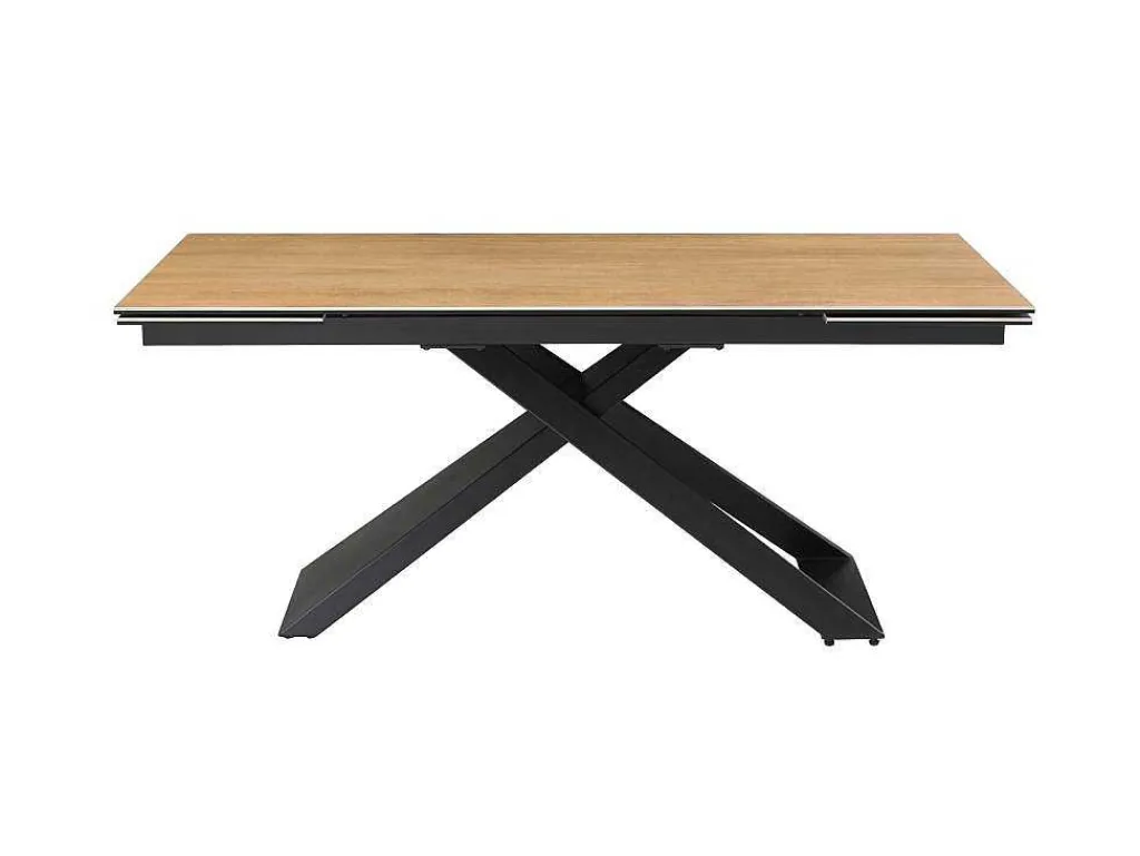 Verlengbare Eettafel 6 Tot 10 Plaatsen Van Keramiek, Gehard Glas En Metaal - Licht Naturel En Zwart - Xerena Van-PASCAL MORABITO Clearance