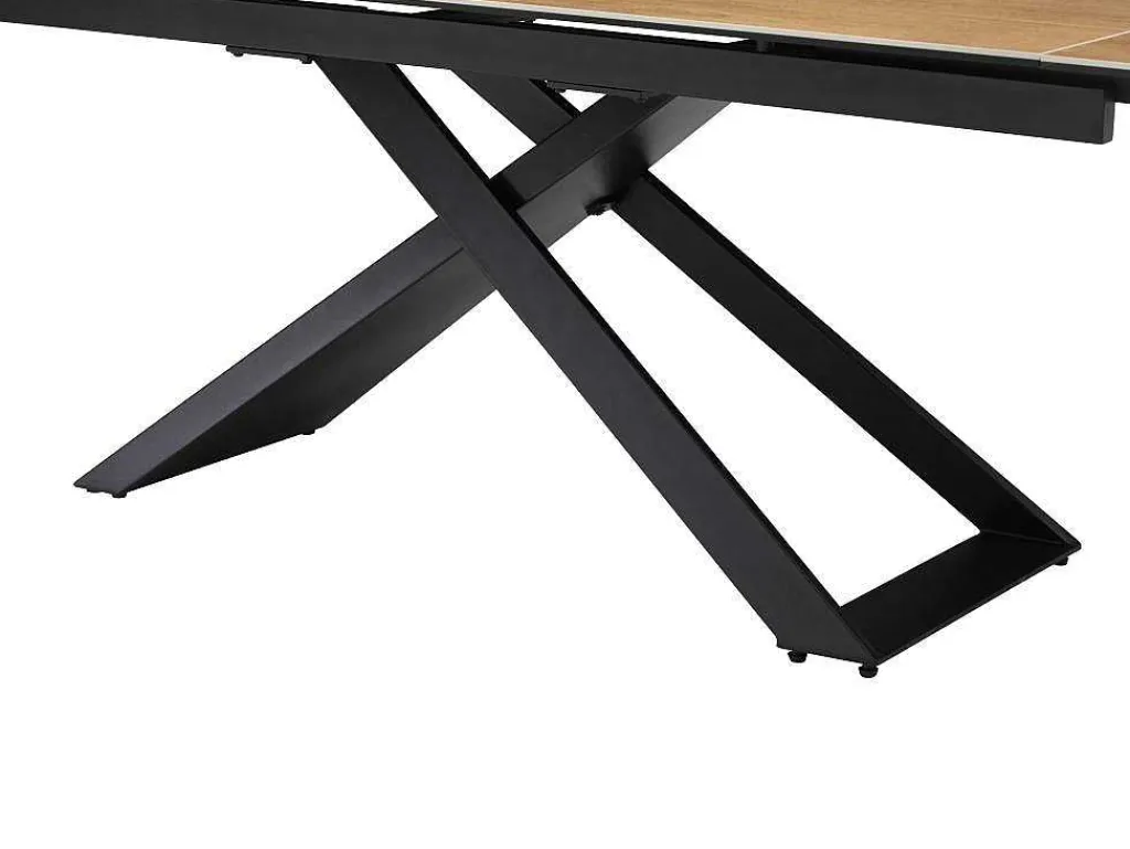 Verlengbare Eettafel 6 Tot 10 Plaatsen Van Keramiek, Gehard Glas En Metaal - Licht Naturel En Zwart - Xerena Van-PASCAL MORABITO Clearance
