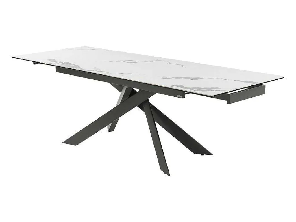 Verlengbare Eettafel 6 Tot 10 Plaatsen Van Keramiek En Metaal - Wit Marmereffect En Antraciet - Corema Van-PASCAL MORABITO Outlet