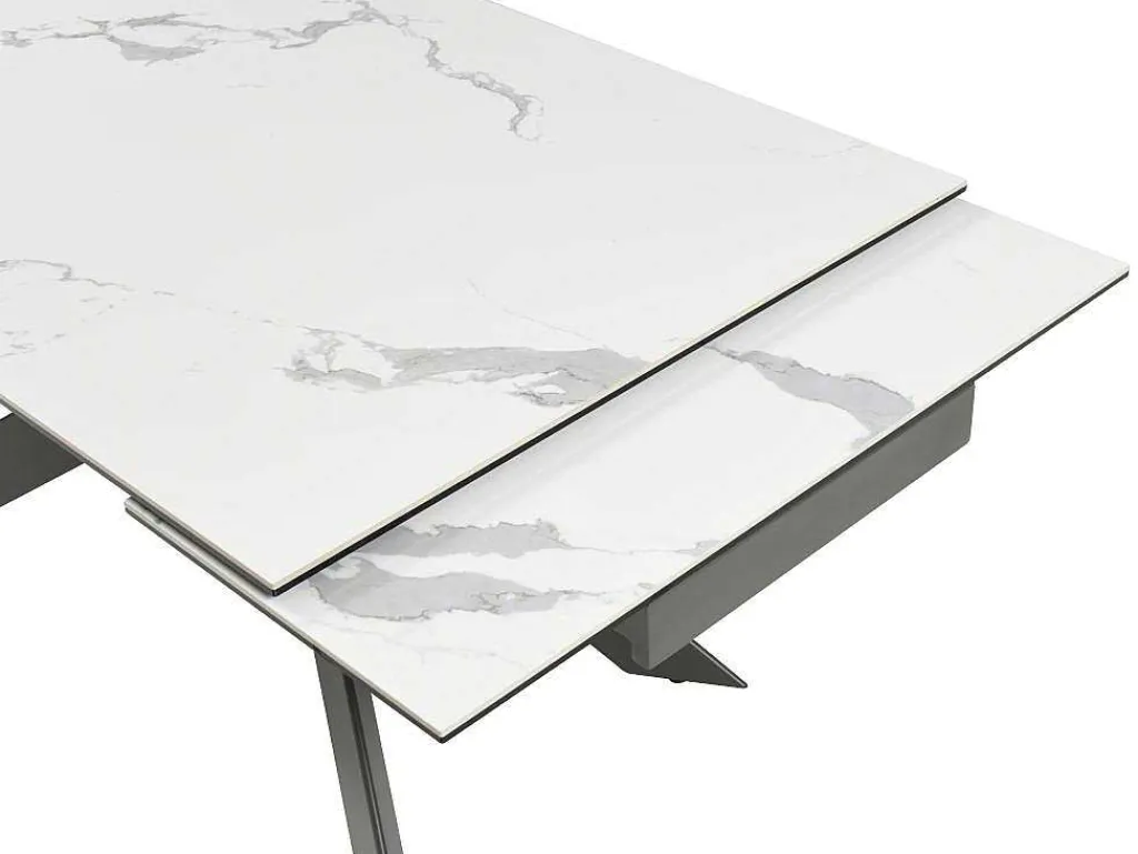 Verlengbare Eettafel 6 Tot 10 Plaatsen Van Keramiek En Metaal - Wit Marmereffect En Antraciet - Corema Van-PASCAL MORABITO Outlet
