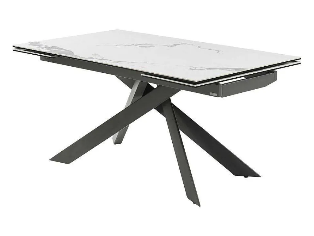 Verlengbare Eettafel 6 Tot 10 Plaatsen Van Keramiek En Metaal - Wit Marmereffect En Antraciet - Corema Van-PASCAL MORABITO Outlet
