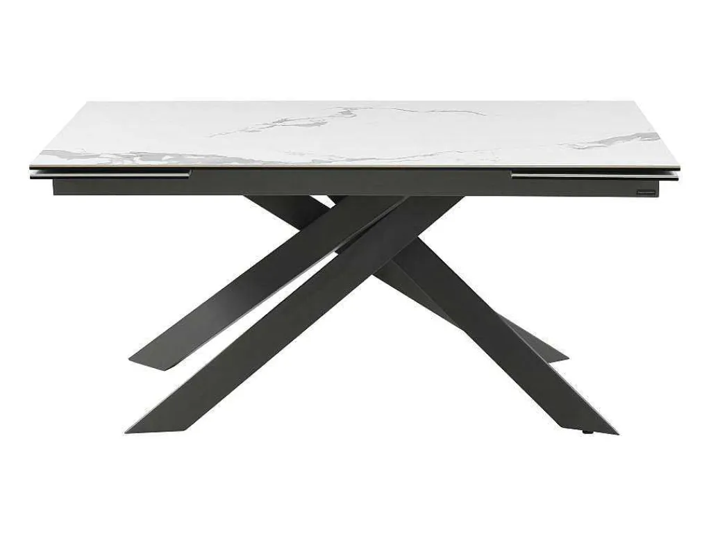 Verlengbare Eettafel 6 Tot 10 Plaatsen Van Keramiek En Metaal - Wit Marmereffect En Antraciet - Corema Van-PASCAL MORABITO Outlet