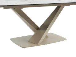 Verlengbare Eettafel 6 Tot 10 Plaatsen Van Keramiek En Metaal - Wit En Beige Marmereffect - Malata - Van-PASCAL MORABITO New