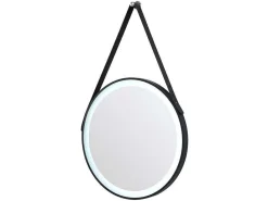 Verlichte Badkamerspiegel Met Antibewaseming En Zwart Kader Met Een Haak - 60 X 60 Cm Borja-OZAIA Clearance