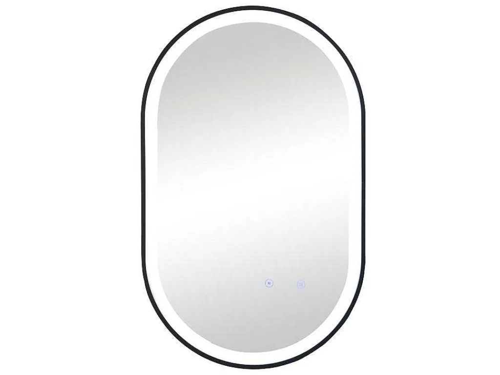 Verlichte Ovale Badkamerspiegel Met Antibewaseming En Zwart Kader - 50 X 80 Cm Alarico-OZAIA Clearance
