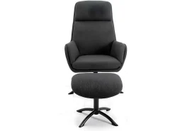Verstelbare Fauteuil Van Linnen Met Voetensteun Arbori - Donkergrijs-Vente-unique Discount