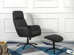 Verstelbare Fauteuil Van Linnen Met Voetensteun Arbori - Donkergrijs-Vente-unique Discount
