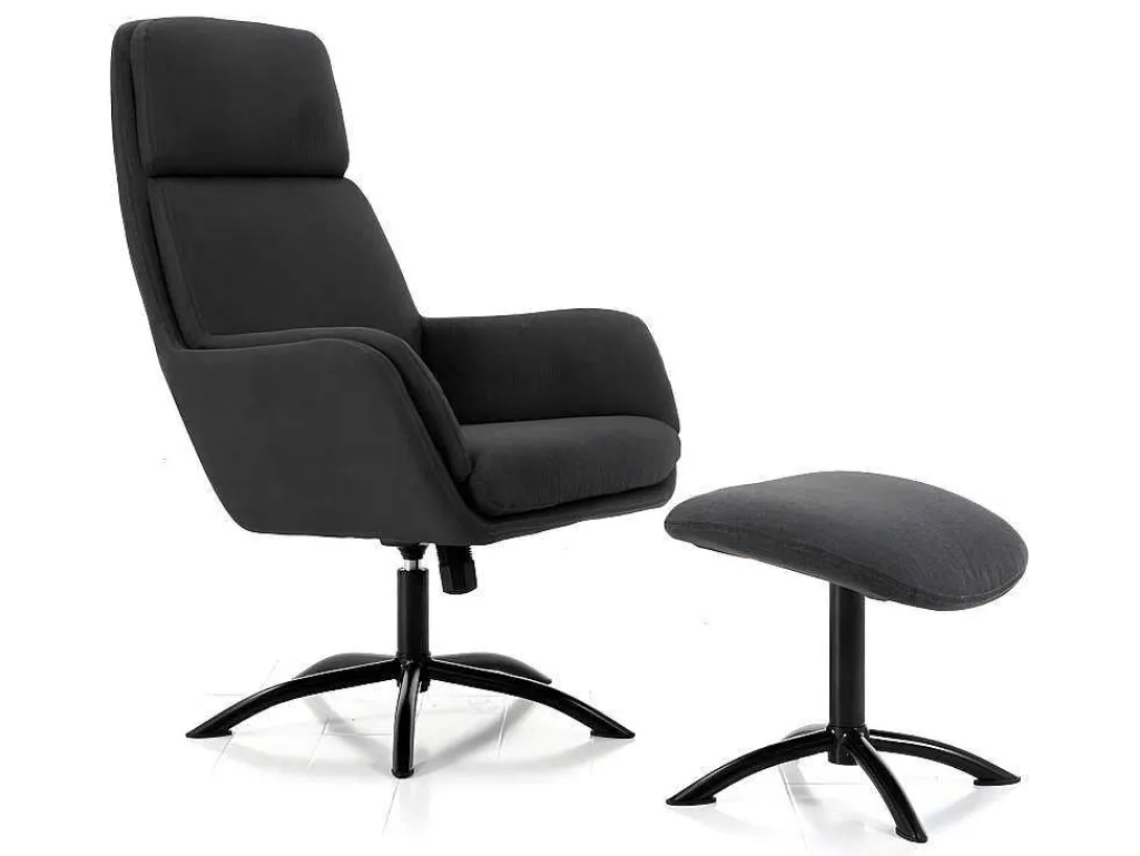 Verstelbare Fauteuil Van Linnen Met Voetensteun Arbori - Donkergrijs-Vente-unique Discount