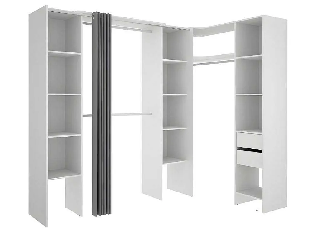 Verstelbare Kledingkast Dorian - L164/234 Cm - Wit En Grijs-Vente-unique Discount