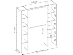 Verstelbare Kledingkast Dorian - L164/234 Cm - Eiken En Antraciet-Vente-unique Online