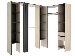 Verstelbare Kledingkast Dorian - L164/234 Cm - Eiken En Antraciet-Vente-unique Online