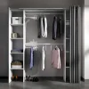 Verstelbare Kledingkast Dorian Met Gordijn - L 110/180 Cm - Kleuren: Wit En Grijs-Vente-unique