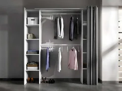 Verstelbare Kledingkast Dorian Met Gordijn - L 110/180 Cm - Kleuren: Wit En Grijs-Vente-unique