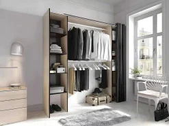 Verstelbare Kledingkast Dorian Met Gordijn - L110/180Cm - Kleuren: Eik En Antraciet-Vente-unique