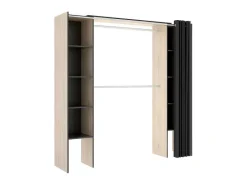 Verstelbare Kledingkast Dorian Met Gordijn - L110/180Cm - Kleuren: Eik En Antraciet-Vente-unique