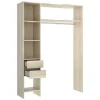 Verstelbare Kledingkast Gontran - L164 / 214 Cm - Eiken En Grijs-Vente-unique Outlet