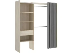 Verstelbare Kledingkast Gontran - L164 / 214 Cm - Eiken En Grijs-Vente-unique Outlet