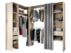 Verstelbare Kledingkast Gontran - L164 / 214 Cm - Eiken En Grijs-Vente-unique Outlet