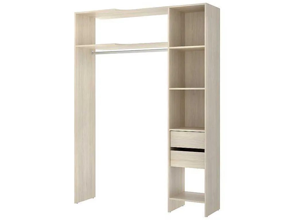 Verstelbare Kledingkast Gontran - L164 / 214 Cm - Eiken En Grijs-Vente-unique Outlet
