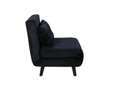 Vicky Slaapbank ,Fauteuil Velours Zwart.-Vente-unique Sale