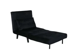 Vicky Slaapbank ,Fauteuil Velours Zwart.-Vente-unique Sale