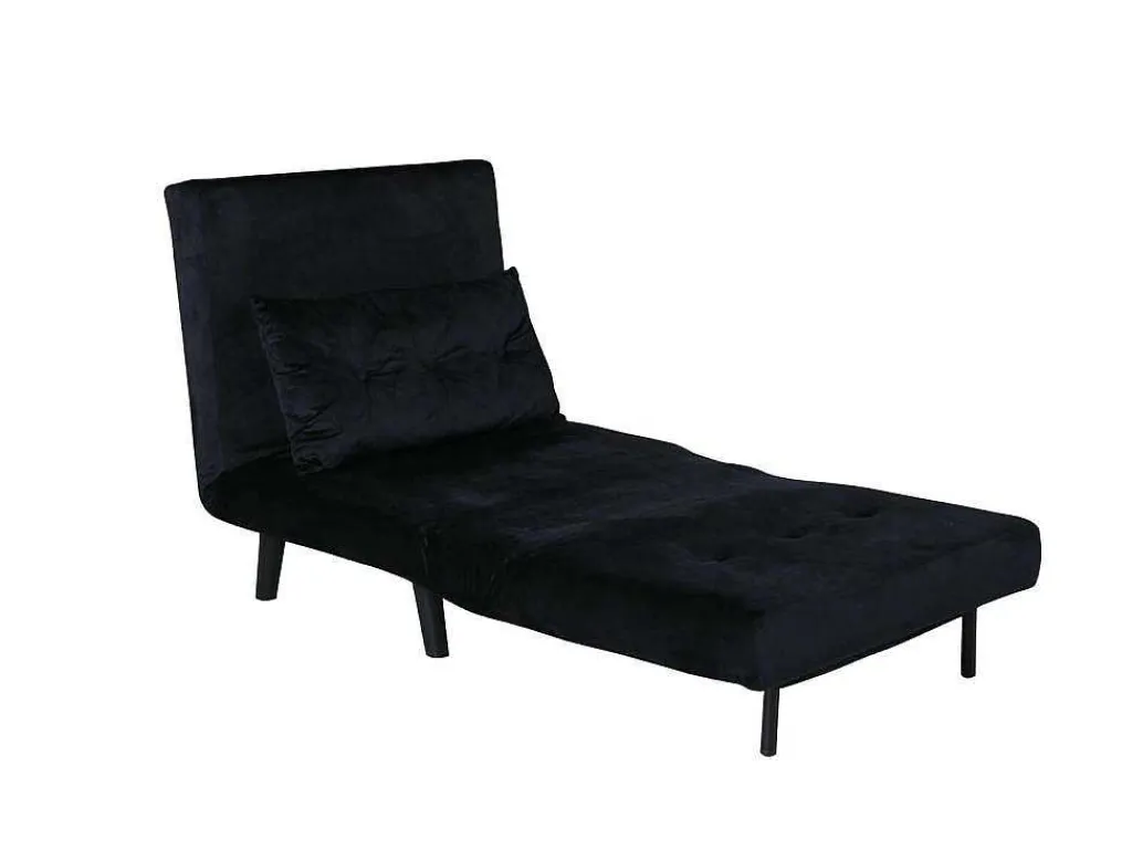 Vicky Slaapbank ,Fauteuil Velours Zwart.-Vente-unique Sale