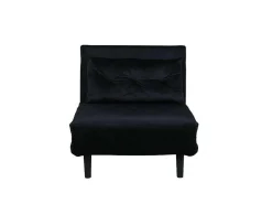 Vicky Slaapbank ,Fauteuil Velours Zwart.-Vente-unique Sale