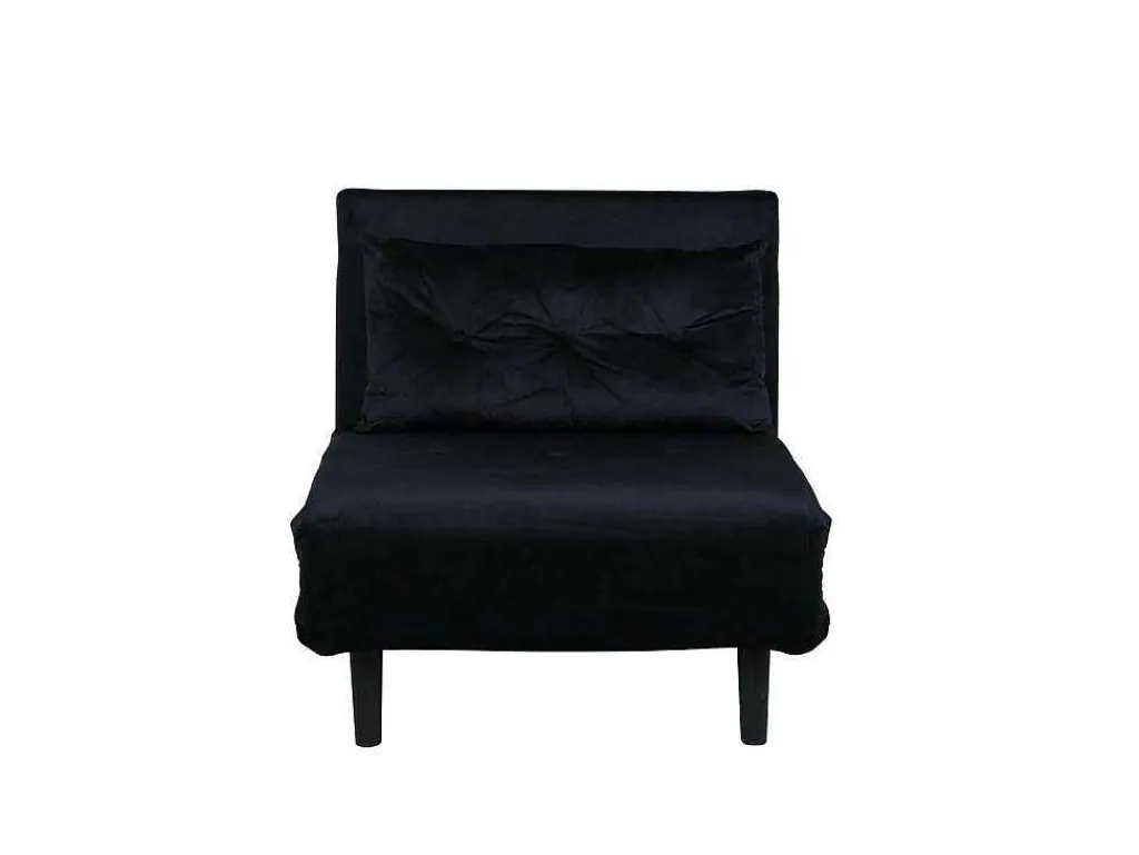 Vicky Slaapbank ,Fauteuil Velours Zwart.-Vente-unique Sale