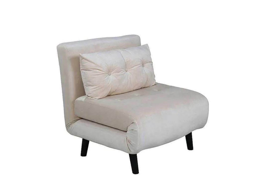 Vicky Slaapbank ,Fauteuil Velours Beige.-Vente-unique Hot