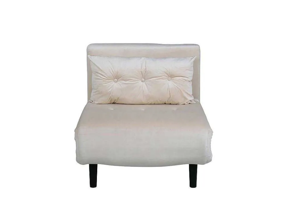 Vicky Slaapbank ,Fauteuil Velours Beige.-Vente-unique Hot