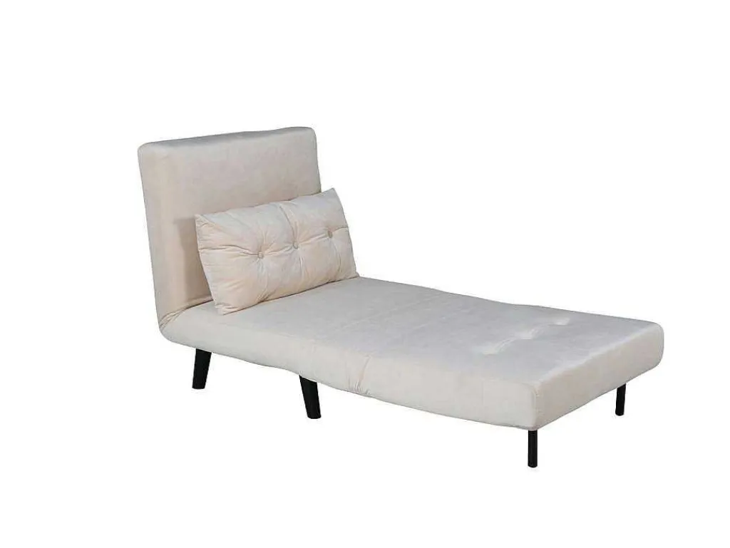 Vicky Slaapbank ,Fauteuil Velours Beige.-Vente-unique Hot