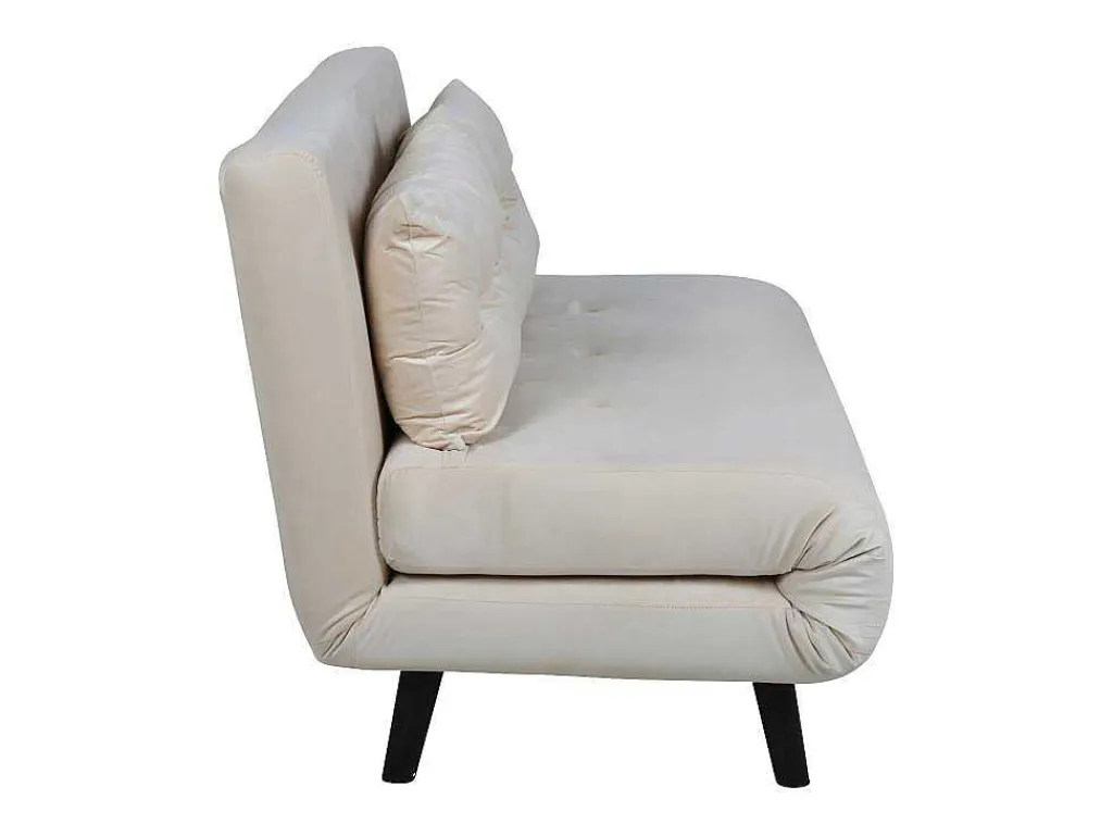 Vicky Slaapbank Velours Beige.-Vente-unique New