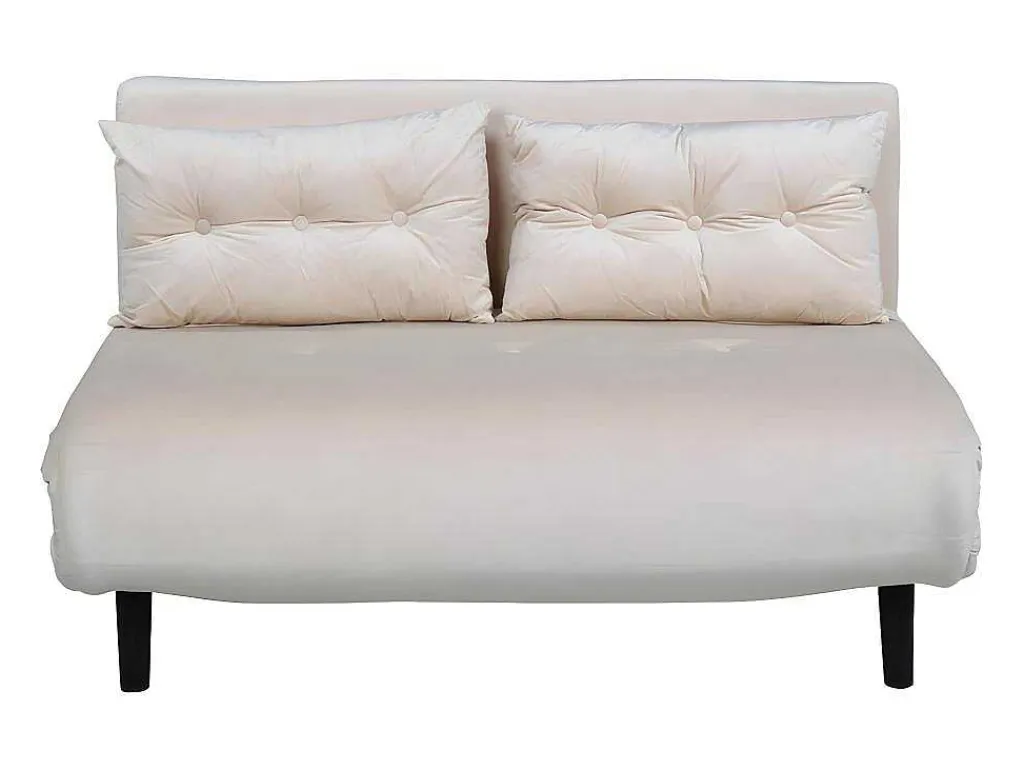 Vicky Slaapbank Velours Beige.-Vente-unique New