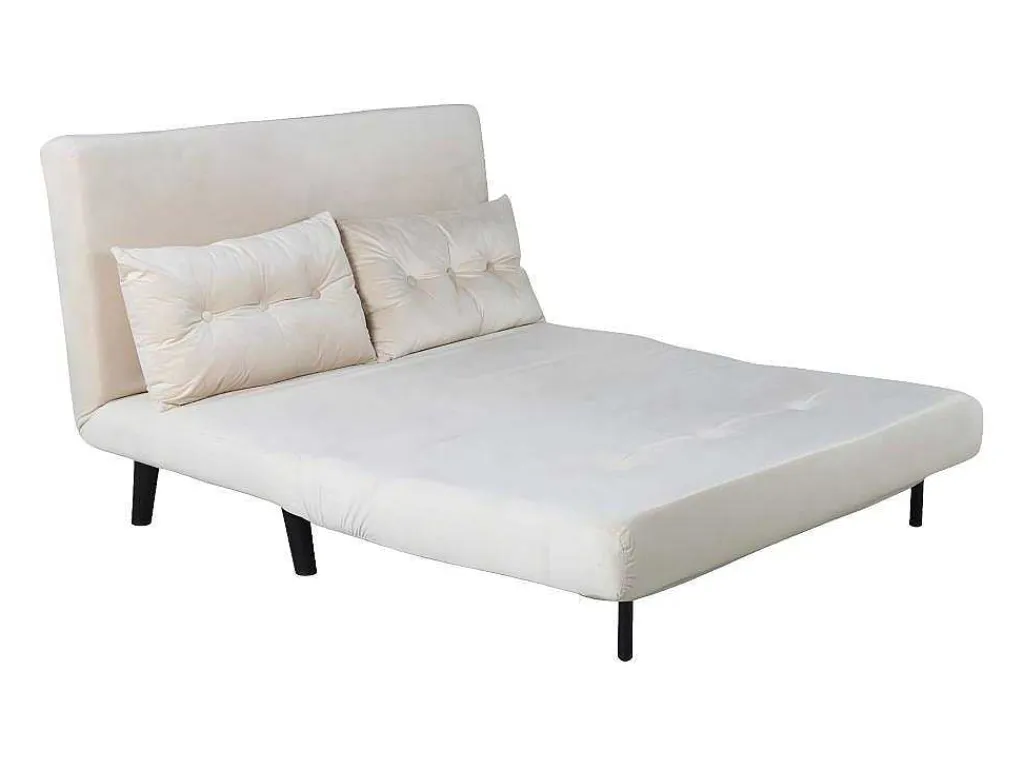 Vicky Slaapbank Velours Beige.-Vente-unique New
