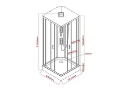 Vierkante Douchecabine Met Massagestralen Matzwart En Wit L90 X B90 X H215 Cm Tanito-Shower & Design Hot