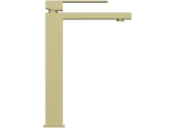 Vierkante Hoge Mechanische Mengkraan - H29,5 Cm - Goud Met Satijnglans - Vipava-Shower & Design Clearance