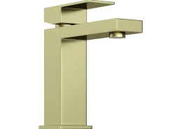 Vierkante Mechanische Mengkraan - H15,7 Cm - Goud Met Satijnglans - Vipava-Shower & Design Best