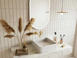 Vierkante Wastafel Om Te Plaatsen Van Terrazzo - L39 X B39 Cm - Stochi-Shower & Design