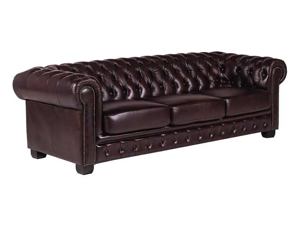 Vierzits Chesterfieldbank Brenton 100% Buffelleer - Cherry-LINEA SOFA New