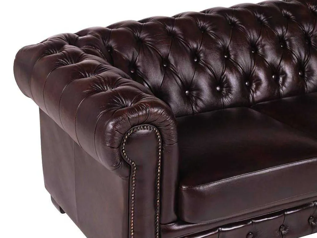 Vierzits Chesterfieldbank Brenton 100% Buffelleer - Cherry-LINEA SOFA New