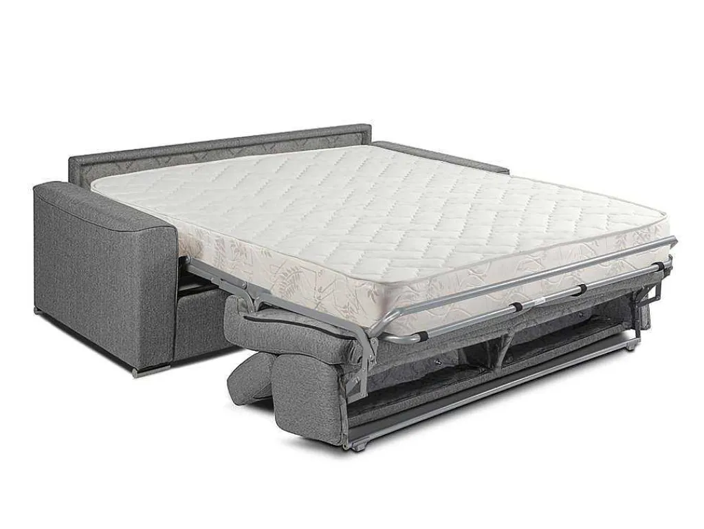 Vierzits Express Bedbank Vizir Van Stof - Grijs - Slaapafmeting 160 Cm - Matras 18 Cm-Vente-unique Hot