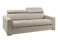 Vierzits Express Slaapbank Van Stof Vizir - Beige - Slaapafmeting Met Brede Latten 160 Cm - Matras 18 Cm-Vente-unique Discount