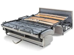 Vierzits Express Slaapbank Van Stof Vizir - Beige - Slaapafmeting Met Brede Latten 160 Cm - Matras 18 Cm-Vente-unique Discount