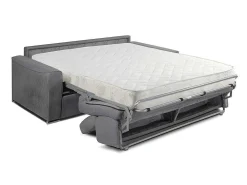 Vierzits Express Slaapbank Van Stof Vizir - Beige - Slaapafmeting Met Brede Latten 160 Cm - Matras 18 Cm-Vente-unique Discount