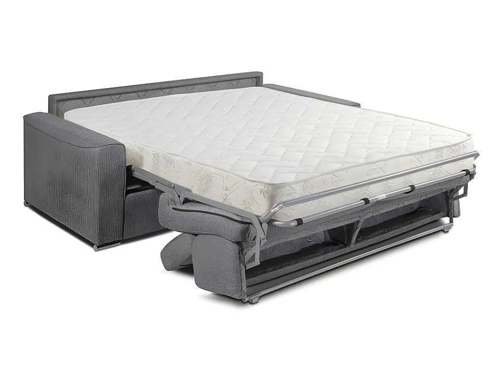 Vierzits Express Slaapbank Van Stof Vizir - Beige - Slaapafmeting Met Brede Latten 160 Cm - Matras 18 Cm-Vente-unique Discount