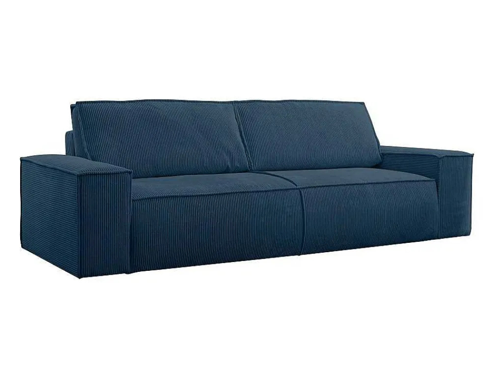 Vierzits Slaapbank Amelia Van Pascal Morabito - Ribfluweel - Blauw-Vente-unique Outlet