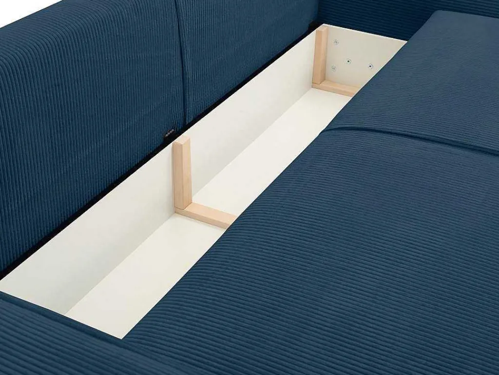 Vierzits Slaapbank Amelia Van Pascal Morabito - Ribfluweel - Blauw-Vente-unique Outlet